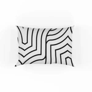 Black and White Linear Flat Abstract Lines Pattern Pillow Case