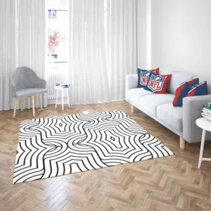 Black and White Linear Flat Abstract Lines Pattern Rug 2