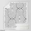 Black and White Linear Flat Abstract Lines Pattern Sherpa Fleece Blanket