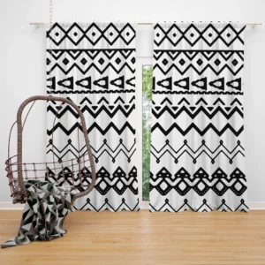 Black n White Aztec Pattern Curtain