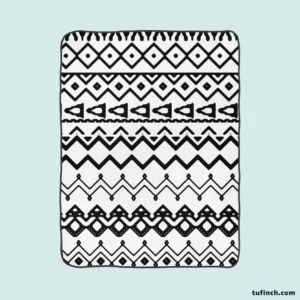 Black n White Aztec Pattern Fleece Blanket 1