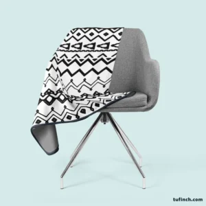 Black n White Aztec Pattern Fleece Blanket 2