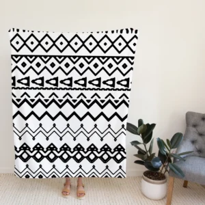 Black n White Aztec Pattern Fleece Blanket