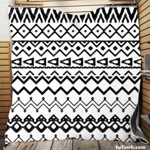 Black n White Aztec Pattern Quilt Blanket