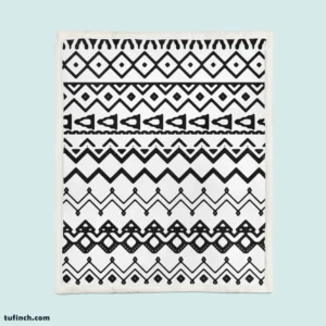 Black n White Aztec Pattern Sherpa Fleece Blanket 1