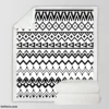 Black n White Aztec Pattern Sherpa Fleece Blanket