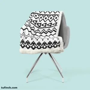 Black n White Aztec Pattern Sherpa Fleece Blanket 2