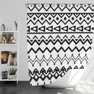 Black n White Aztec Pattern Shower Curtain