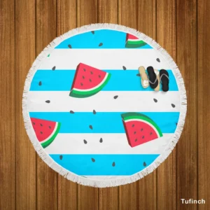 Blacktail Mountain Watermelon Painting Round Beach Towel