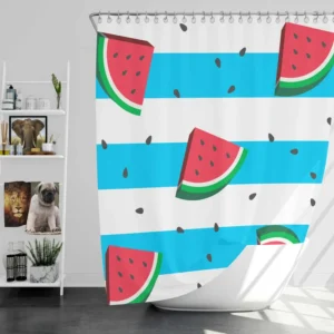 Blacktail Mountain Watermelon Painting Shower Curtain