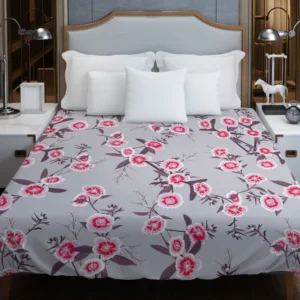 Blooming Dianthus Flower Duvet Cover