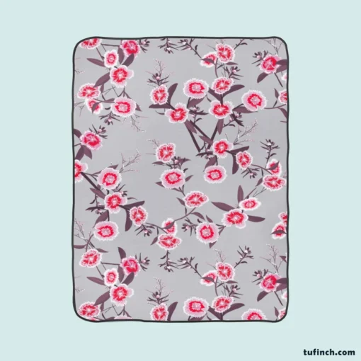 Blooming Dianthus Flower Fleece Blanket 1