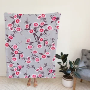 Blooming Dianthus Flower Fleece Blanket