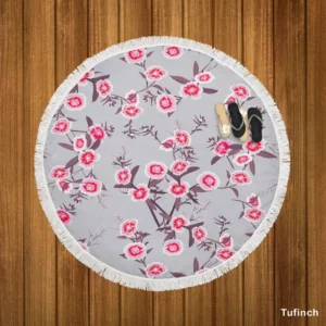 Blooming Dianthus Flower Round Beach Towel