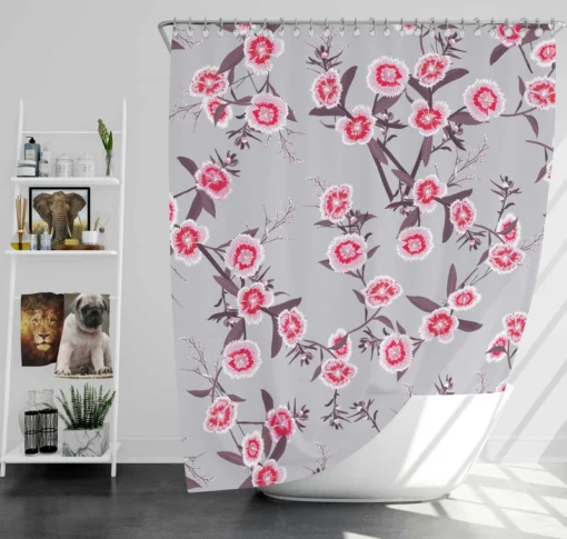 Blooming Dianthus Flower Shower Curtain