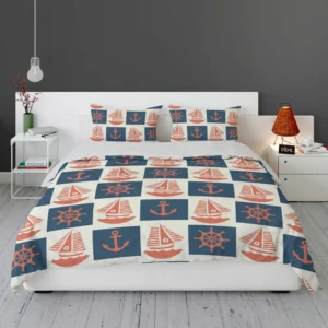 Blue Anchor Pattern Bedding Set 1