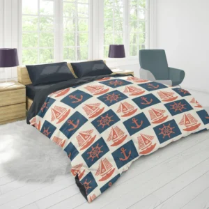 Blue Anchor Pattern Duvet Cover 1