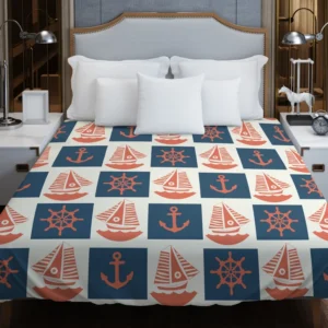 Blue Anchor Pattern Duvet Cover