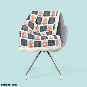 Blue Anchor Pattern Sherpa Fleece Blanket 2