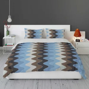 Blue And Brown Vintage Chevron Bedding Set 1