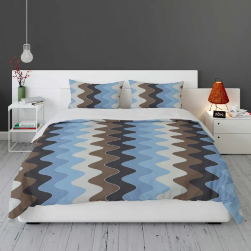 Blue And Brown Vintage Chevron Bedding Set 1