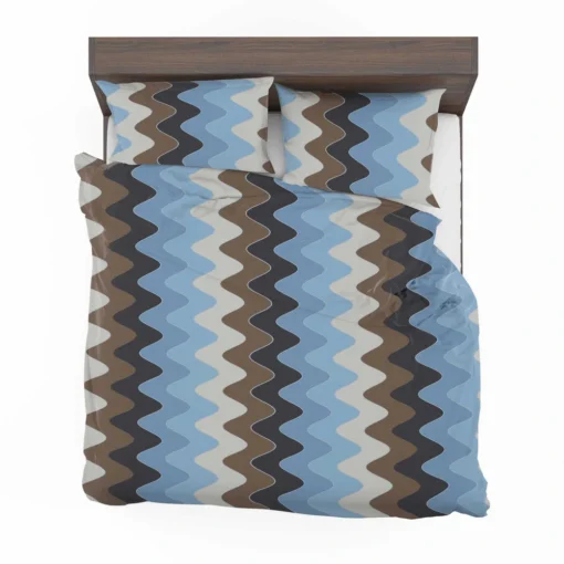 Blue And Brown Vintage Chevron Bedding Set 2