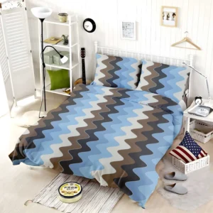 Blue And Brown Vintage Chevron Bedding Set