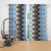 Blue And Brown Vintage Chevron Curtain