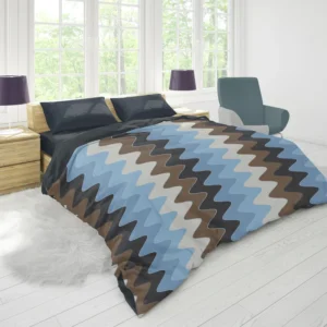 Blue And Brown Vintage Chevron Duvet Cover 1