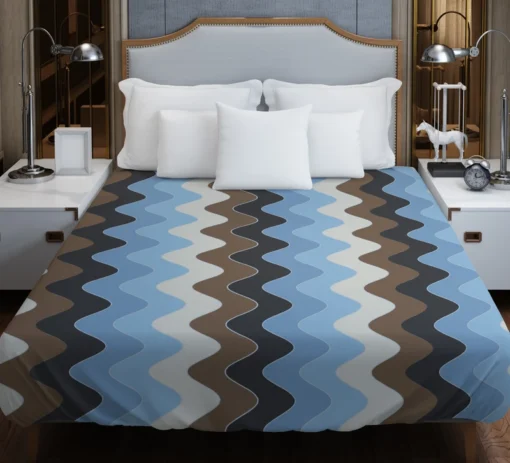 Blue And Brown Vintage Chevron Duvet Cover