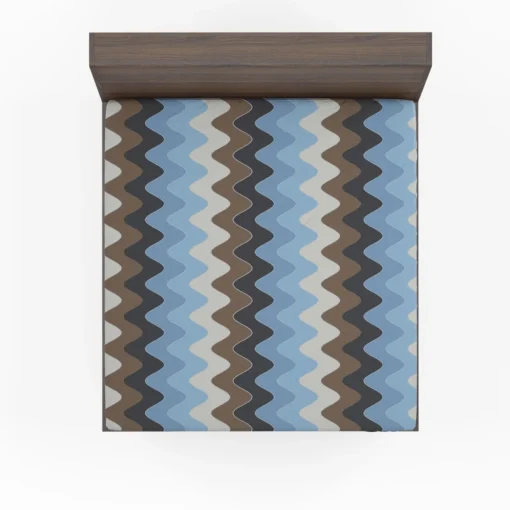 Blue And Brown Vintage Chevron Fitted Sheet