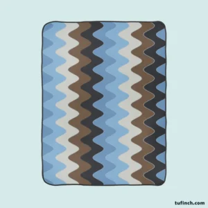 Blue And Brown Vintage Chevron Fleece Blanket 1