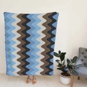 Blue And Brown Vintage Chevron Fleece Blanket