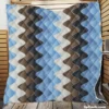 Blue And Brown Vintage Chevron Quilt Blanket