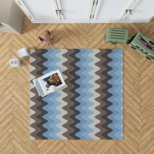 Blue And Brown Vintage Chevron Rug