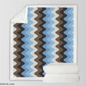 Blue And Brown Vintage Chevron Sherpa Fleece Blanket