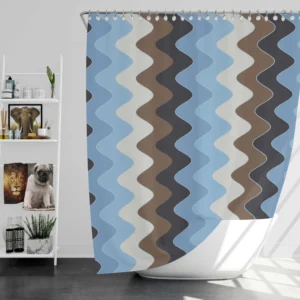 Blue And Brown Vintage Chevron Shower Curtain