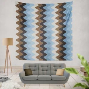 Blue And Brown Vintage Chevron Wall Tapestry