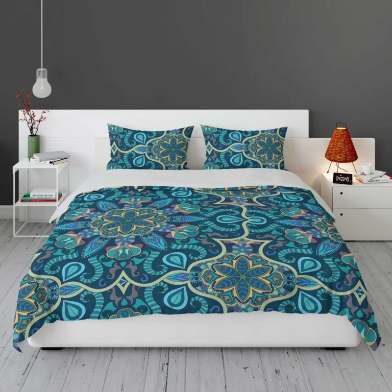 Blue And Gold Italian Pattern Bedding Set 1