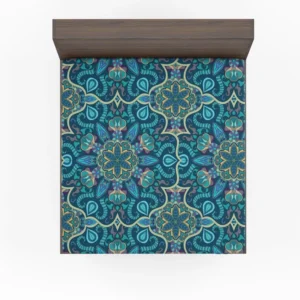 Blue And Gold Italian Pattern Fitted Sheet