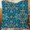 Blue And Gold Italian Pattern Quilt Blanket