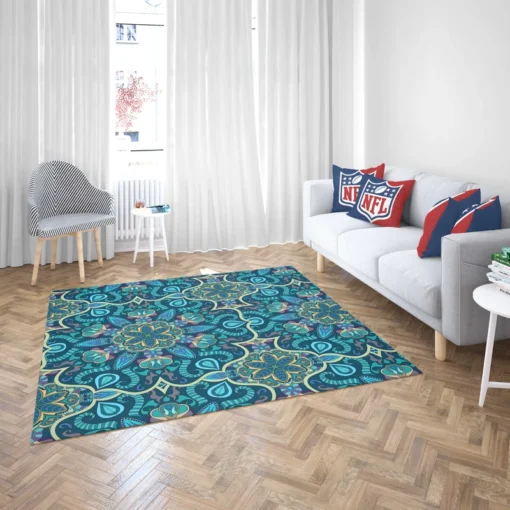 Blue And Gold Italian Pattern Rug 2