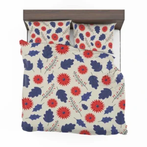 Blue And Red Floral Pattern Bedding Set 2