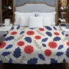 Blue And Red Floral Pattern Duvet Cover