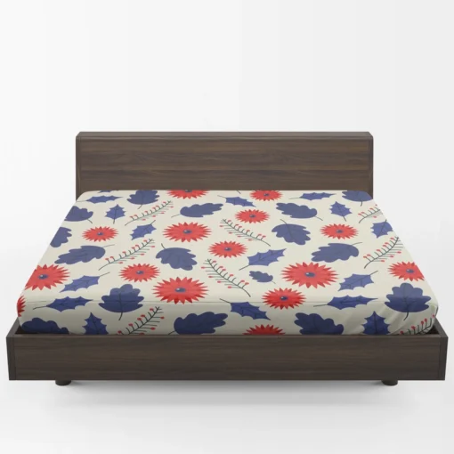 Blue And Red Floral Pattern Fitted Sheet 1