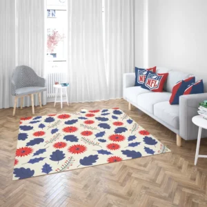 Blue And Red Floral Pattern Rug 2