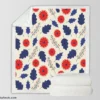 Blue And Red Floral Pattern Sherpa Fleece Blanket