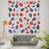 Blue And Red Floral Pattern Wall Tapestry