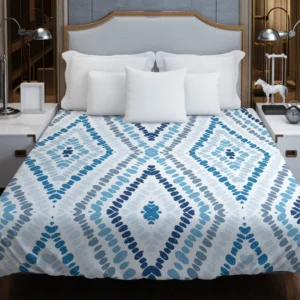 Blue And White Marine Batik Duvet Cover