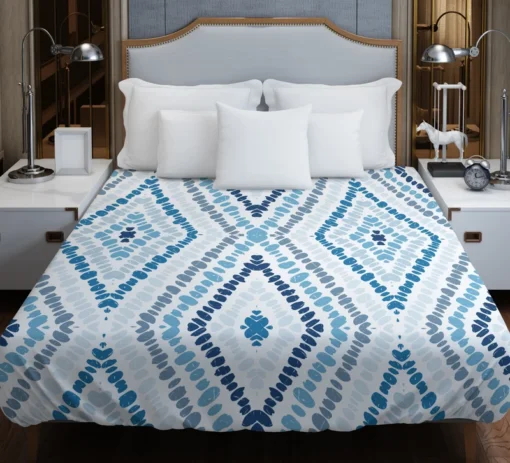 Blue And White Marine Batik Duvet Cover